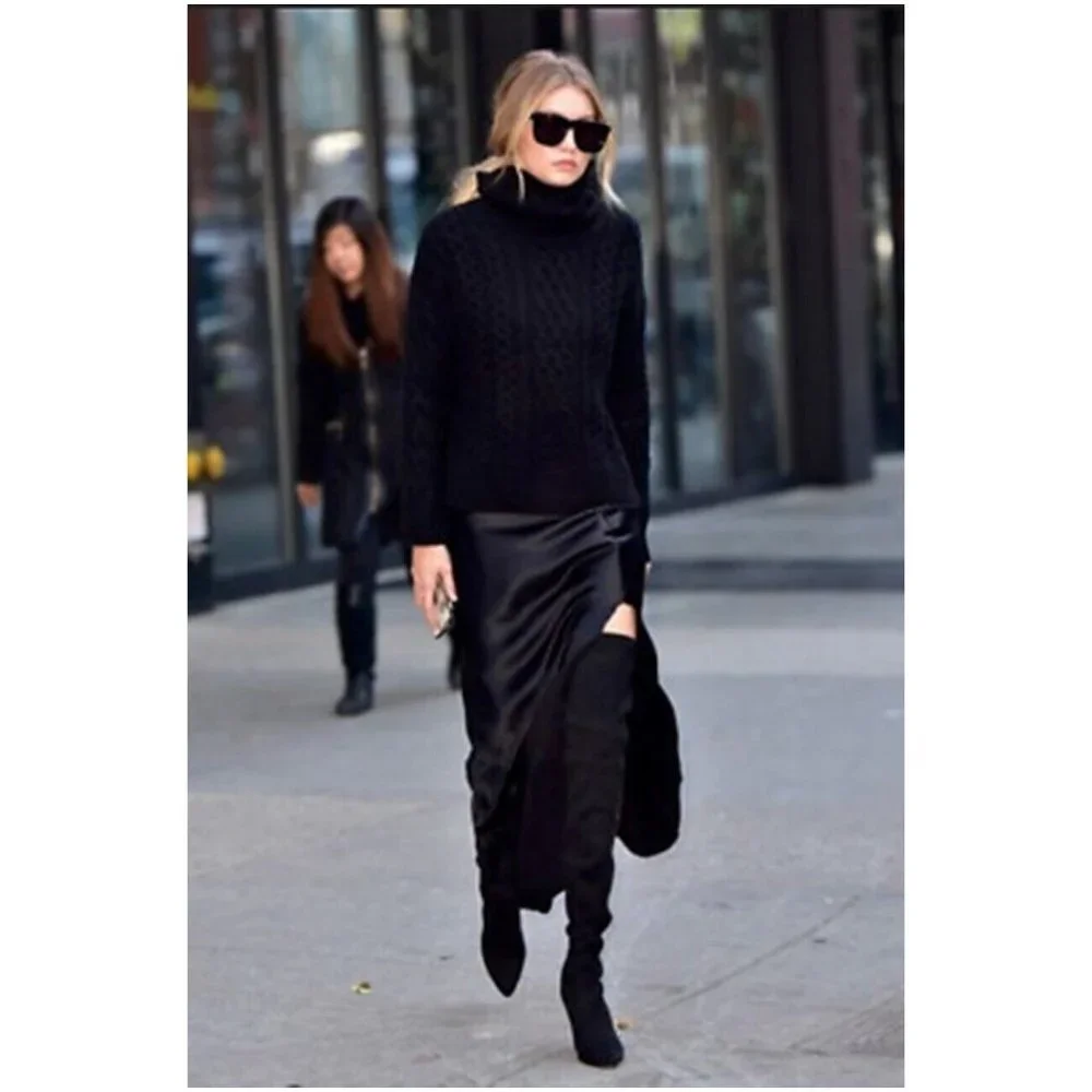 $850 STUART WEITZMAN Tiemodel Over-the-Knee Stretch Boot SUEDE BLACK 10 (K16)